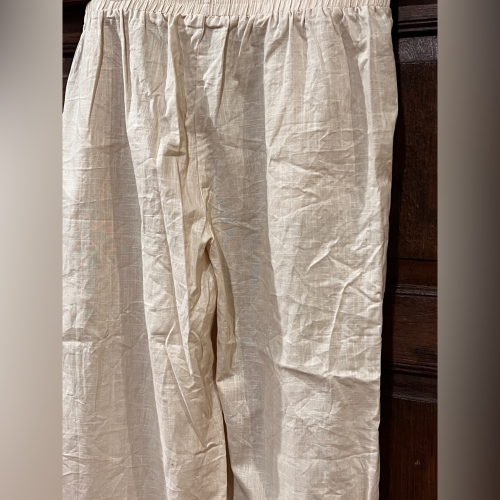 Women’s Light Cream Linen-Like Wide-Legged Pants Size XL - Picture 6 of 7